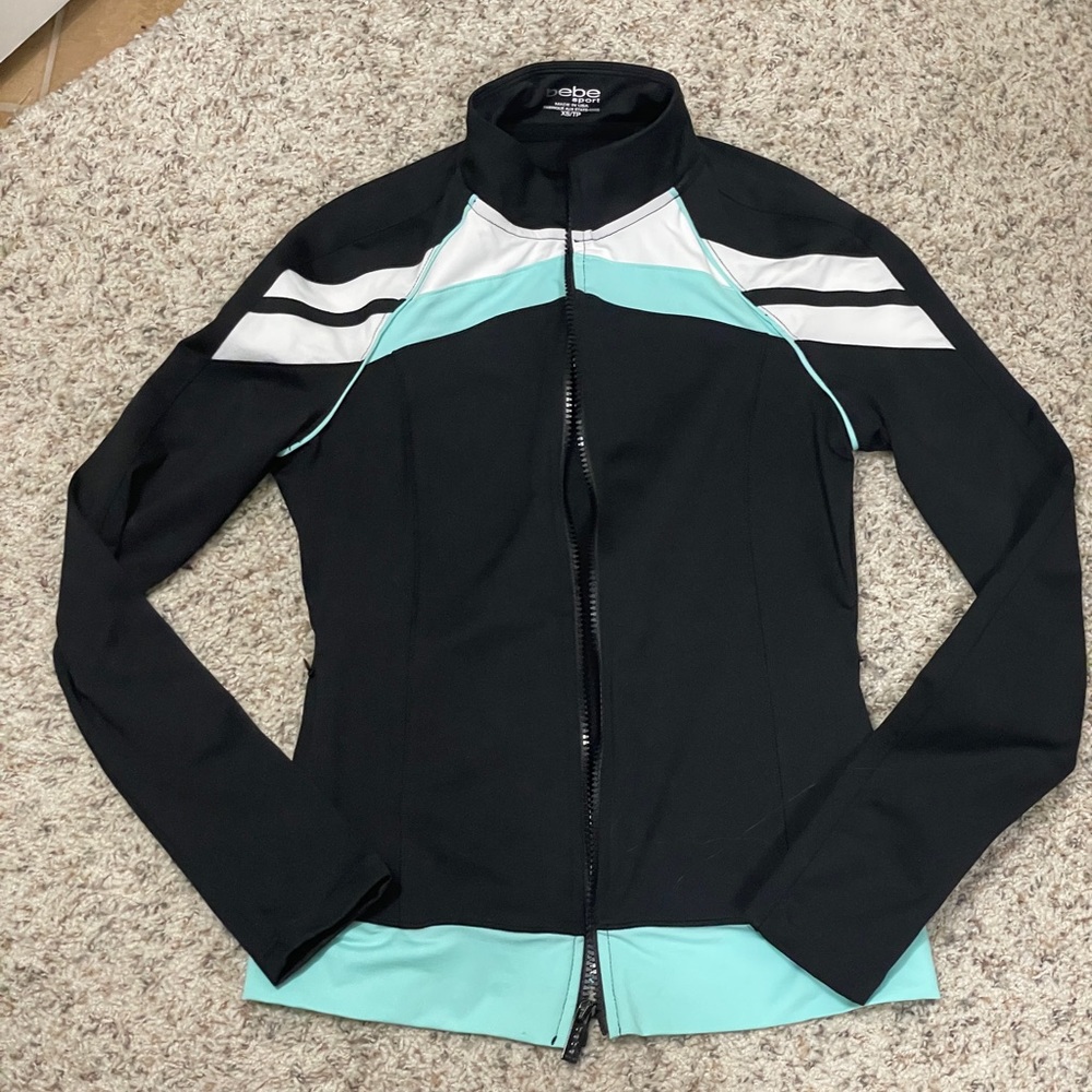 bebe Sports Jacket Black, Blue, And White - Size XS